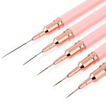 Lusofie 5Pcs Thin Nail Liner Brushes Details Nail Art Brush Fine Thin Nail Brush Set For Striping Long Lines Gel Polish Painting(7/9/11/15/25mm)