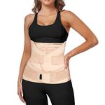 MAMODY 3 in 1 Postpartum Belly Wrap – Postpartum Belly Band Support Recovery Belt, After Birth Brace, Slimming Girdles, Body Shaper Waist Shapewear (Beige, S/M)