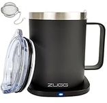 ZUGG Coffee Mug Warmer with Self-Warming Insulated Drink Cup, Home and Office Desk Accessory with Qi Heater, Double Wall Stainless Steel