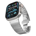 CHANCHY Stainless Steel Band for Apple Watch Ultra Link Bracelet 49mm 44mm 45mm 42mm, Metal Strap with Folding Clasp for Apple Watch Series 8 7 6 5 4 3 2 1 SE for Men (49mm 45mm 44mm 42mm), Silver