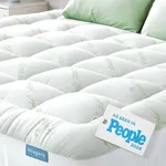 Niagara Bamboo Cooling Mattress Topper Double Bed Size - Thick Cooling Breathable Pillow Top Bed Mattress Pad for Back Pain Relief - Deep Pocket Topper Fits 20-50 cm Mattress (Bamboo, 135x190 cm)