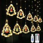 Christmas Window Lights 10Ft 120 LED Christmas DIY Hanging Pendant Decoration Light 8 Modes Curtain String Lights Copper Wire Fairy Lights for Indoor Outdoor Xmas String Lights Décor