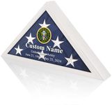 Personalized Flag Display Box for American Veteran Flag 9.5 x 5 Feet Flag Case for Burial Flag Wall Mounted Flag Box Showcase for Burial Flag to Display Folded Flag Glass Front (White)