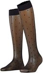 FALKE Women's Dot 15 Denier Knee-High Socks, Patterned Stockings, Casual and Dress, Ultra Sheer Fine Mesh, Nylon, Black (Black 3009), 5-7.5, 1 Pair