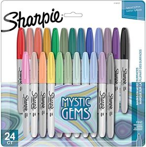 SHARPIE Permanent Markers, Fine Tip Marker Set, Mystic Gem Color Markers, Stocking Stuffer, Teacher Gifts, Art Supplies, Holiday Gifts for Artists, Assorted, 24 Count