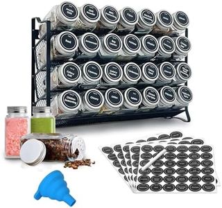 Spice Rack Organizer for Cabinet, Spice Rack Organizer with 28 Empty Spice Black Jars, Funnel, Spice Labels, Seasoning Organizer for Countertop, Cabinet, Kitchen, Pantry, Cupboard