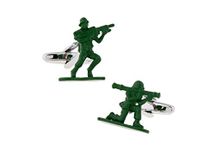 MRCUFF Army Men Green Soldier Rifle Military Marines Pair of Cufflinks in a Presentation Gift Box & Polishing Cloth, Metal