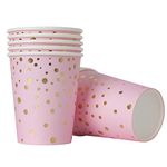 Hippity Hop Pink & Gold Polka Dot Disposable Paper Cup Glasses (Pack of 10)