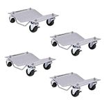 COSTWAY 4Pcs Tire Wheel Dollies, 2720KG/6000LBS Total Heavy Duty Steel Tire Skates with Lockable Casters & Handle, Car Van Positioning Jack Dolly Trolley for Moving Repair Vehicle Trucks Auto