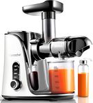 AMZCHEF Cold Press Juicer with 2 Speed Control - High Juice Yield Juicer Machines with Ultradense Filter - Masticating Slow Juicer for Whole Fruit and Vegetable - 1 Bottle and 2 Cups - Pearl White