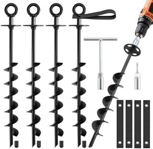 Ciyivak Ground Anchors Screw in - Heavy Duty Trampoline Anchors/Stakes for High Wind, 4 Pack Earth Anchor Kit with Straps and Wrenches for Swing Set, Trampolines, Shed, Mobile Home, Carport, Gazebo