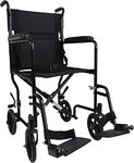 Aidapt Folding Lightweight Attendant Propelled Steel Wheelchair with Brakes, Lap Strap, Removable Swing Away Foot Rests and 19" Wide Seat. Ideal for Every Day Use Indoors and Outside