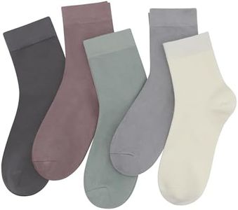 SERISIMPLE Women Thin Bamboo Socks Crew Lightweight Above Ankle Casual Dress Sock For Ladies Bootie Trouser 5 Pairs (Assorted5, Large)