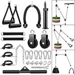 Weight Cable Pulley System Gym, Upgraded Cable Pulley Attachments 27 pcs Set for Home Gym Equipment, Crossover Clip Chest, Biceps Curl Workout, Strength Training, Tricep (27pcs Set)