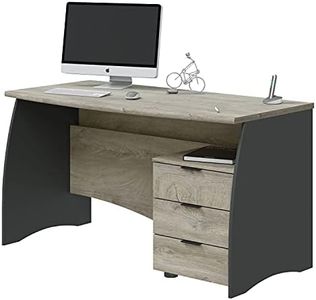 Habitdesign Mesa de Despacho con 3 Cajones, Mesa de Oficina o Estudio, Modelo Stil, Acabado en Gris Antracita y Roble Alaska, Medidas: 136 cm (Ancho) x 67 cm (Fondo) x 74 cm (Alto)