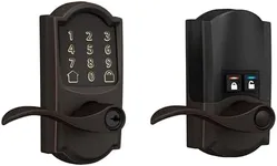 Schlage Encode WiFi Accent Lever Smart Lock, Keyless Entry Touchscreen Door Lock with Camelot Trim in Aged Bronze, FE789WB CAM 716 Acc