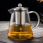 Glass Teapot with Removable Stainless Steel Infuser, Borosilicate Glass Tea Pot with Strainer,for Blooming Tea & Loose Leaf Tea, Microwave & Stovetop Safe (550ML/18oz)