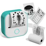 Memoqueen T02 Mini Sticker Pinter - Thermal Pocket Printer Wireless Bluetooth Thermal Printer Mini Photo Printer, Support for Android & iOS System, Great for Study, Work, Plan, DIY Journal, Green