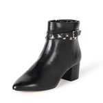 The Drop Women's Jessi Side-Zip Block-Heel Ankle Boot, Black Studded, 9