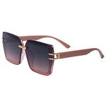 HASHTAG EYEWEAR Latest & Stylish Sunglasses for Women | Fashionable & Lightweight Eyewear, 100% UV Protected Sunglass with Maximum Clarity (Rectangular/Pink)