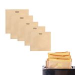 JEOPKO 5 Pack Reusable Toaster Bags Non-Stick Toasted Sandwich Bags, Sturdy Plastic Bag for Sandwiches Easy to Open, Toastie Bags for Toaster Microwave Grill, Washable Toastie Bag