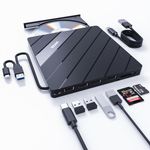 Unitek External DVD Driver USB C Portable CD/DVD +/-RW Drive/DVD Player with SD Card Reader USB 3.0 Hub USB C Power Port CD ROM Burner Compatible with Laptop Desktop PC Windows Linux OS Apple Mac