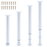 RealPlus Adjustable Furniture Legs 14-26 Inch Metal Pipe Legs for Cabinet Coffee Table Bench Desk Shelves, Bed Center Frame Slat Support Leg, White 4 Pack