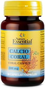 Nature Essential - Comprimidos de Calcio Coral 500 mg - 50 Cápsulas - A Partir de Carbonato de Calcio de Origen Marino - Ayuda a Fortalecer los Huesos
