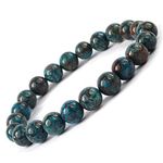 Reiki Crystal Products Unisex Adult Chrysocolla Natural Crystal Stone 8mm Beads Round Shape Bracelet for Reiki Healing and Crystal Healing Stone (Multicolour)