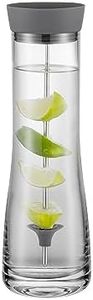 blomus Wasserkaraffe -DRIWA- aus Glas, 1 Liter, Glaskaraffe mit Deckel-Ausgießer und Fruchtspieß (Dark Gray)