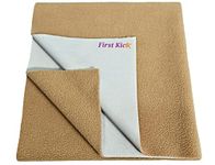 First Kick Waterproof Baby Bed Protector/Mattress Cotton Dry Sheet (140cm X 100 cm) for Born Baby/Kids- (Beige) - Large