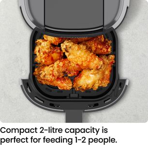 Chefman 2L Mini Digital Air Fryer – Compact Nonstick, Dishwasher Safe, Grey