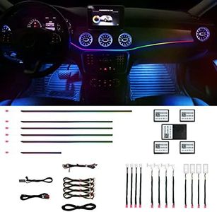 Car Interior Ambient Lights,HMYC 18 in 1 128 Colorful LED Acrylic Fiber Optic Strip,Universal Multiple Modes Decoration Atmosphere with Music Sync Rhythm,APP Control,RGB Neon Lighting for All Cars