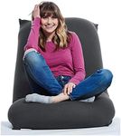 Yogibo Short Bean Bag Chair for Teens, Adults, Plush, Soft Lounge Beanbag for Gaming, Reading, and Relaxing, Removable, Washable Outer Cover, Dark Grey