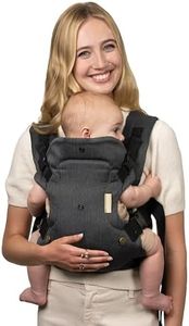 Infantino Flip Luxe 4-in-1 Convertible Baby Carrier, Ergonomic Infant to Toddler Carrier, Updated Lumbar Support, Premium Herringbone Fabric, Elevated Accents, Hands-Free Comfort, 7–35 lbs, Onyx