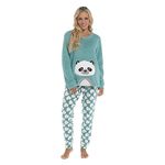 Daisy Dreamer Womens Snuggle Fleece Pyjama Set Ladies Loungewear Pyjamas Warm Soft Fleece Pj Lounge Sets, Panda Large