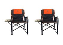 OLPRO Outdoor Leisure Products Directors Chair Orange & Black Set of 2 Folding Camp Chairs for Adults with Cup Holder Folding Side Table and Velcro Storage Organiser…