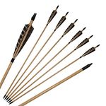 Huntingdoor 32" Handmade Wooden Shaft Target Arrows with Natural Turkey Feathers Fletching for Longbow Recurve Bow