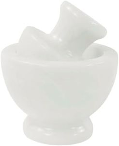 Marblous krafts Big Marble Mortar & Pestle Set, 4x4.5 Inches Grinder Set | Grinder for Spices, Pill Crusher. Marble Kitchen Accessories & Seasoning Set Avocado Masher & Mushroom Grinder (White)