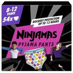 Pampers Ninjamas Pyjama Pants Girls, 8-12 Years (27-43kg), 54 Night Time Pants, All-Night Leak Protection, Packaging May Vary