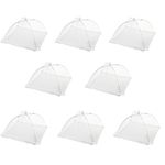 8 Packs Large Pop-Up Mesh Screen Food Cover Tents - Keep Out Flies, Bugs, Mosquitos - Reusable (White)