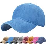 UMIPUBO Unisex Vintage Baseball Cap Adjustable Baseball Cap Outdoor Sports Solid Hats (Blue)