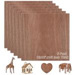 6 Pack 11.8 × 11.8 Inch Walnut Plywood Sheets, 1/8 Inch - 3mm Square Unfinished Wood Craft for Laser Cutting & Engraving, School DIY Projects, Painting, Fretwork, CNC Cutting, and Wood Burning