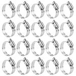 LOKMAN Hose Clamp, 20 Pack Stainless Steel Adjustable 21-38mm Size Range Worm Gear Hose Clamp, Fuel Line Clamp for Plumbing, Automotive and Mechanical Application