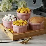 Urban Chef Ramekin Bowls | 225 ML | Kitchen Accessories Items, Bowl, Bowl Sets, Serving Bowl, Salad Bowl, Cereal Bowl, Dessert Bowl for Puddings, Ramekins for Baking, Souffle - (Set of 4 Peach)