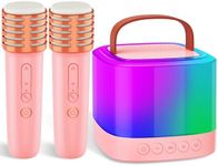 Karaoke Machine for Kids with 2 Microphones, Portable Kids Karaoke Machines for Girls with LED Party Lights,Bluetooth Speaker Toys Birthday Gifts for 3 4 5 6 7 8 9 10-12+Years Old Girls Boys(Pink)