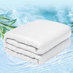 Viscose Made from Bamboo Cooling Weighted Blanket California King Size (94''x 96'', 30lbs, 2-in-1 with Removable Duvet Cover) Heavy Blanket for Adults with Premium Glass Bead White