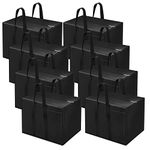 Storite 8 Pack Nylon 85 L Moisture Proof Multi-Purpose Storage Bag/Clothing Storage Organizer/Toy Storage/Stationery Paper Storage Bag with Zipper Closure and Strong Handle (Black,57x36.8 x40.5 cm)