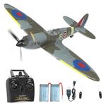 VOLANTEXRC RC Plane 2.4Ghz 4Ch Remote Control Airplane Fighter Spitfire with Aileron, Xpilot Stabilization System, One Key Aerobatic & 3 Modes Radio Controlled Aircraft for Beginners, Adults (Blue)
