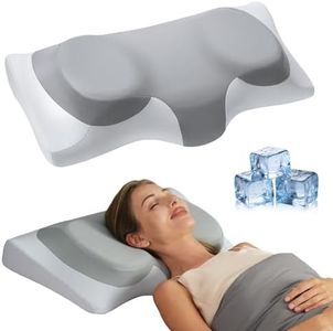 ABLEGRID Contour Memory Foam Cervical Pillow,FSA HSA Eligible Cooling Gel Pillow for Neck and Shoulder Pain Relief,Ergonomic Orthopedic Adjustable Bed and Support Pillow for Side,Back,Stomach Sleeper